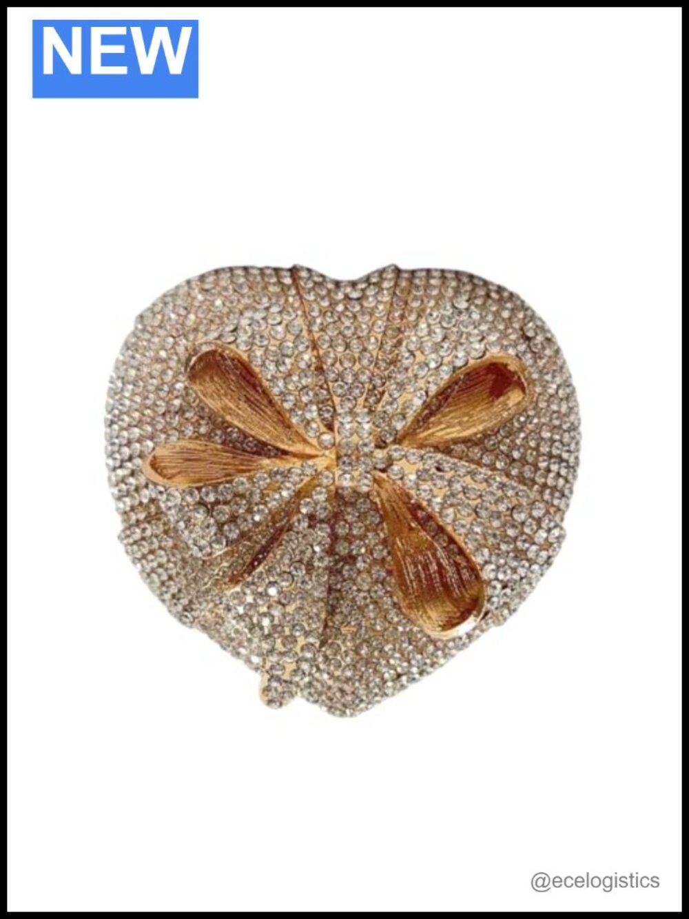 Heart-Shaped Rhinestone Evening Bag Clutch with Removable Chain for Women Prom